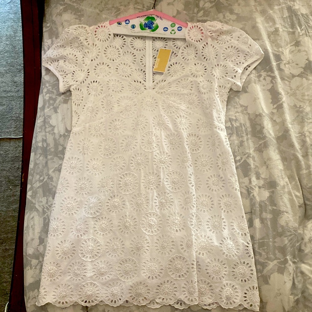 White dress with dainty silver sequence